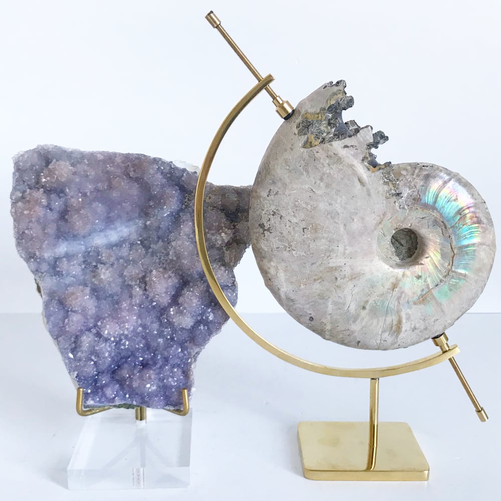 Image of Spirit Quartz Amethyst no.65 + Lucite and Brass Stand