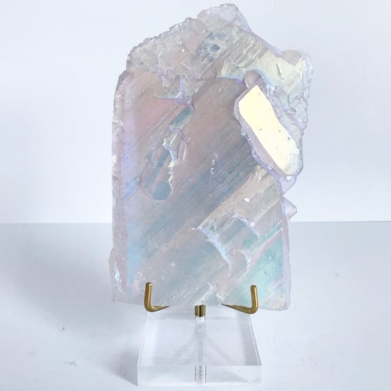 Image of Titanium Coated Quartz no.12 + Lucite and Brass Stand