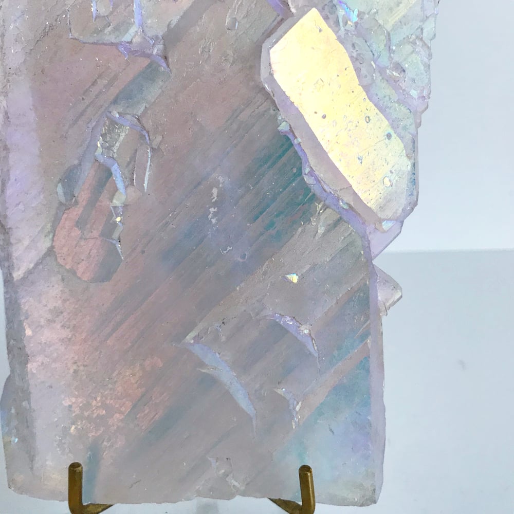 Image of Titanium Coated Quartz no.12 + Lucite and Brass Stand