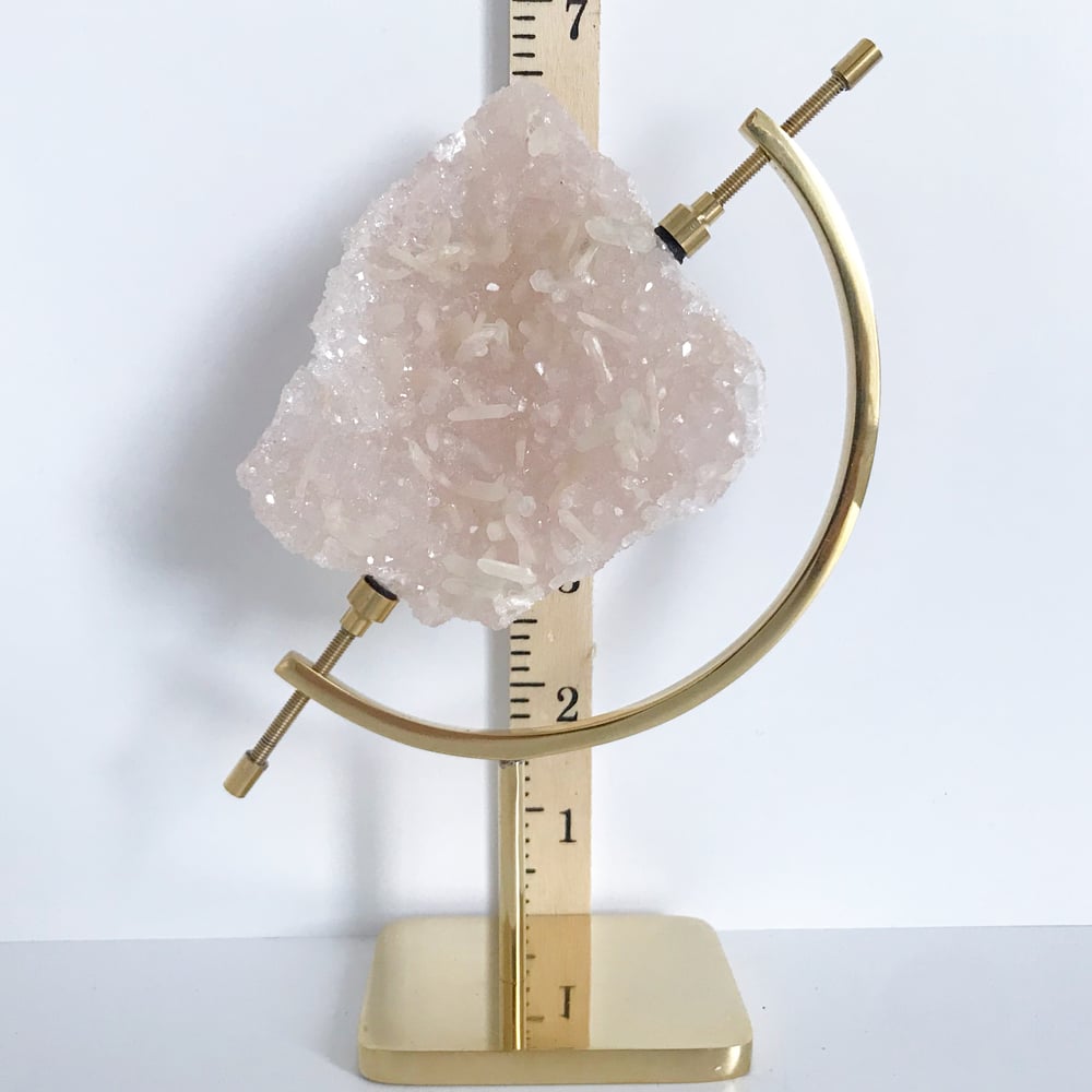 Image of Pink Quartz no.86 + Brass Arc Stand