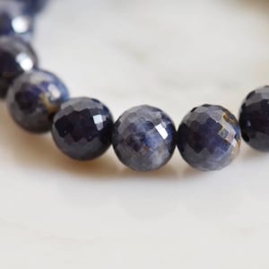 Image of Natural Blue Sapphire faceted cut spheres bracelet