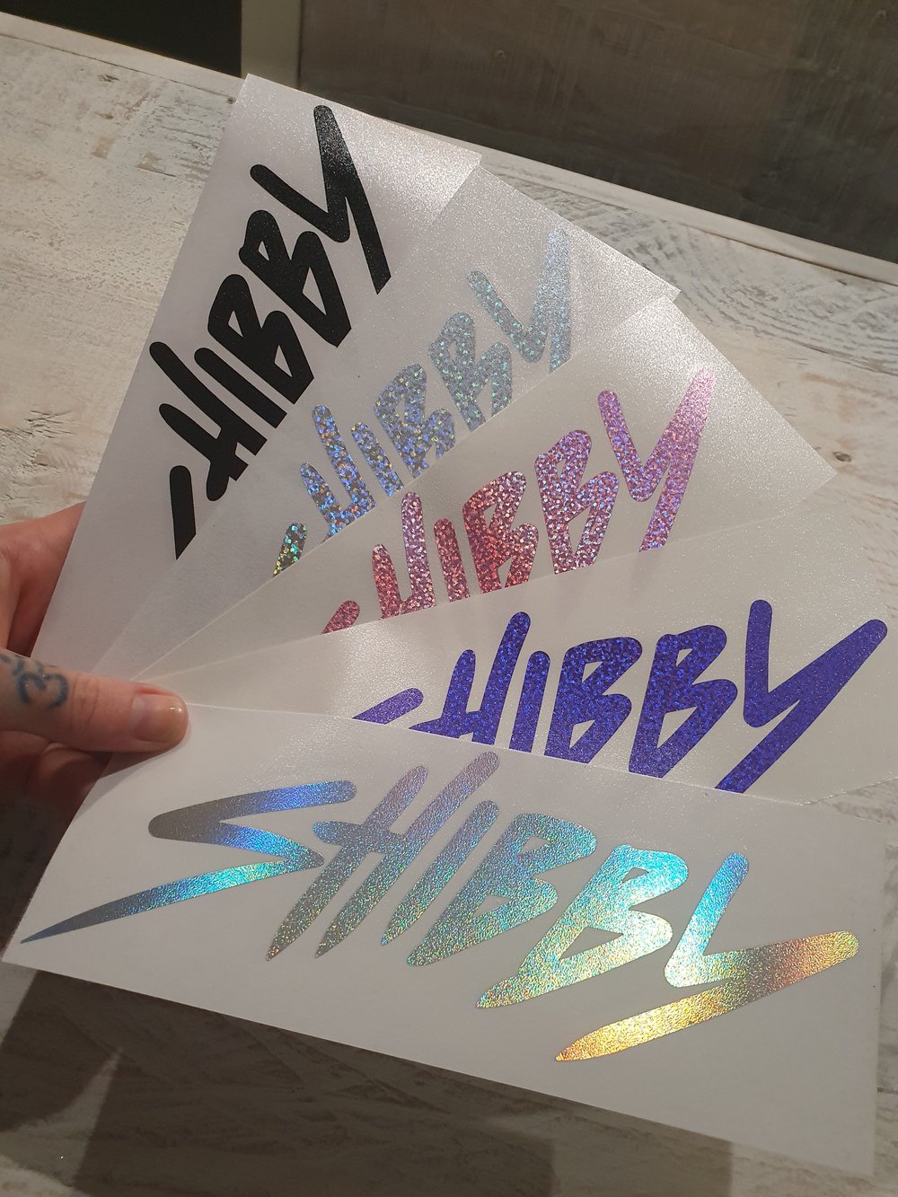 Shibby die cut stickers