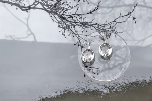 Image of "Walk on stars" silver earrings with rock crystals  · SUMMA SIDERA PLANTIS CONTINGERE ·