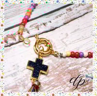 Image 3 of Blue stone cross gold with a colorful choker