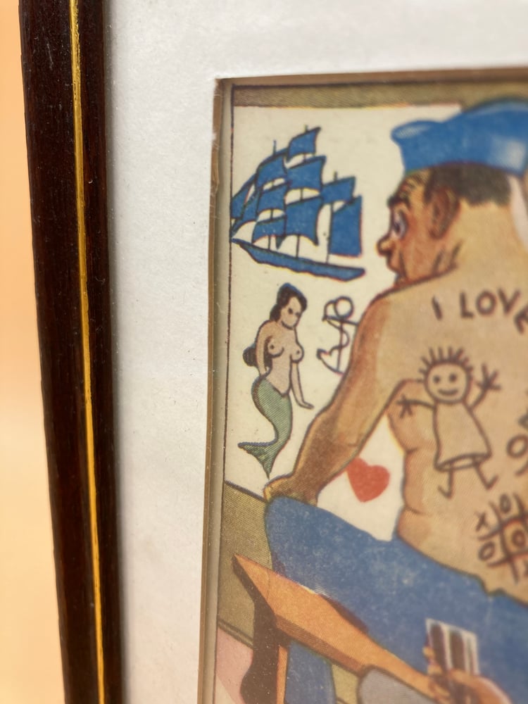 Image of Framed Vintage tattoo humour postcard