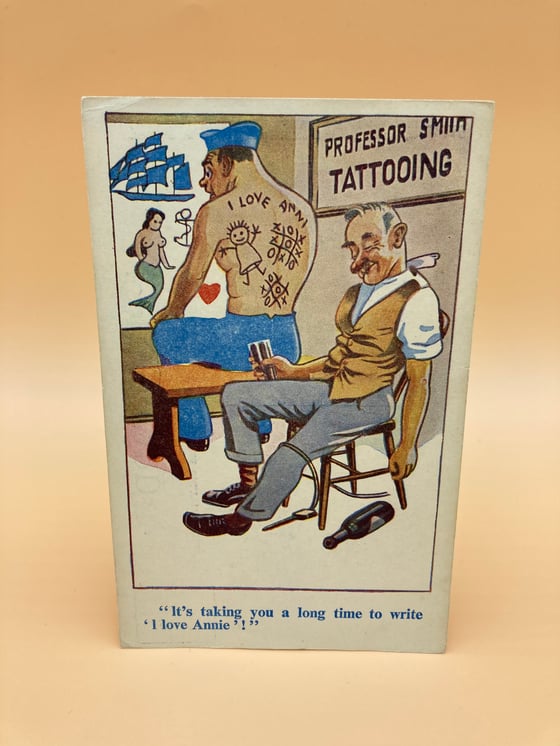 Image of Framed Vintage tattoo humour postcard