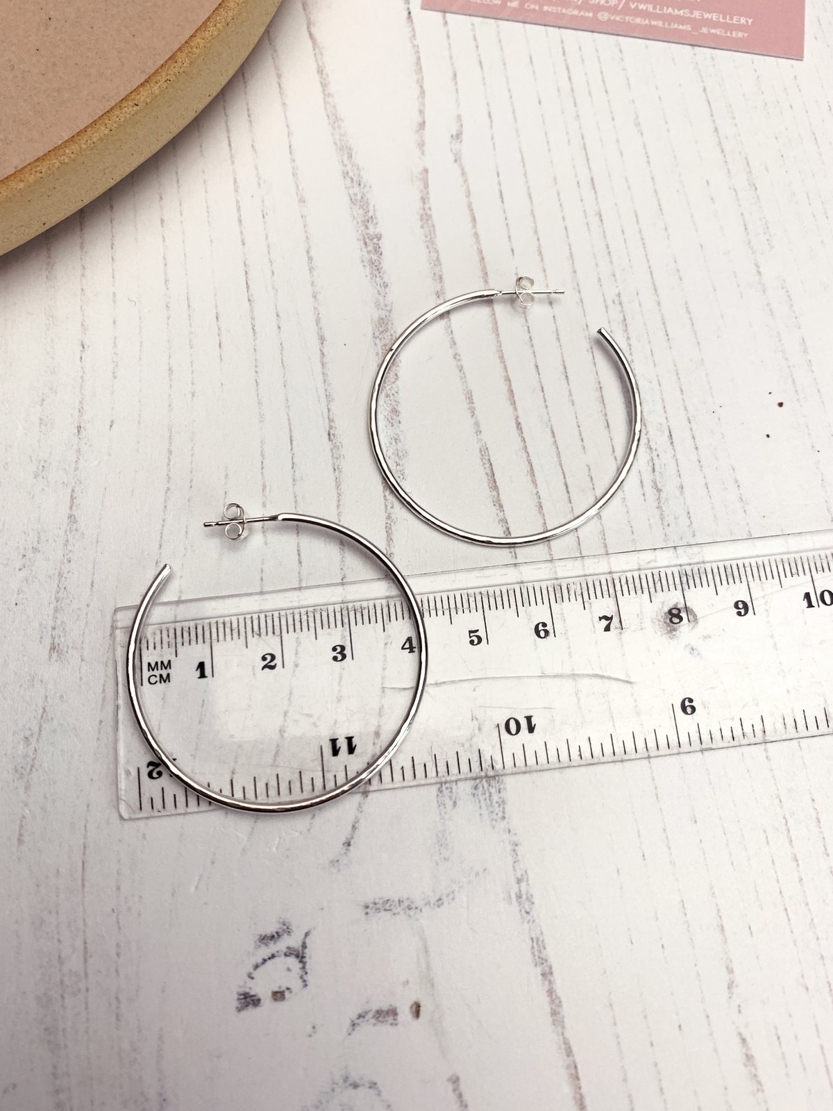 Image of Large hammered silver hoops