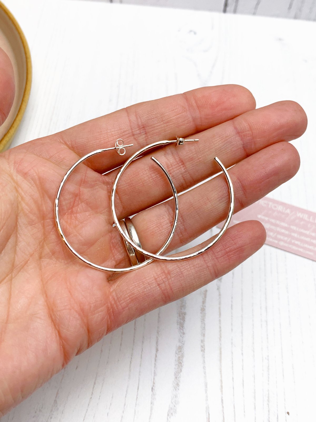 Image of Large hammered silver hoops