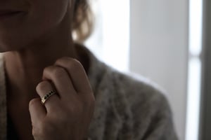 Image of 18ct gold 4mm rose-cut diamond semi-eternity ring