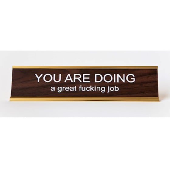 Image of YOU ARE DOING a great fucking job nameplate