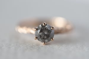 Image of 18ct Rose Gold, Brilliant cut grey diamond ring IOW171