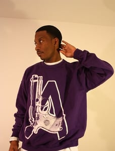 Image of The L.A. Guns Crewneck in Purple - Men's Sweaters By Break Your Neck Urban Clothing