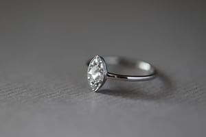 Image of *Made to order* Platinum 4.5mm rose-cut white diamond marquise ring