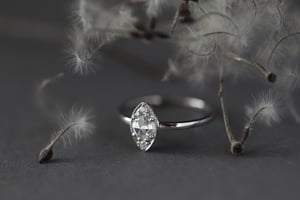 Image of *Made to order* Platinum 4.5mm rose-cut white diamond marquise ring