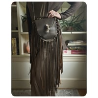 Image 1 of The Devana Fringe Crossbody - Thick Chocolate Brown Leather 