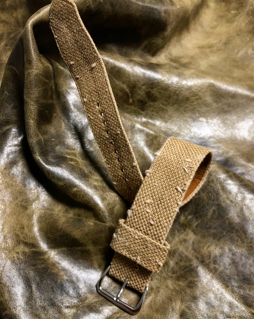 Image of Hand-rolled SP strap - Tan military canvas