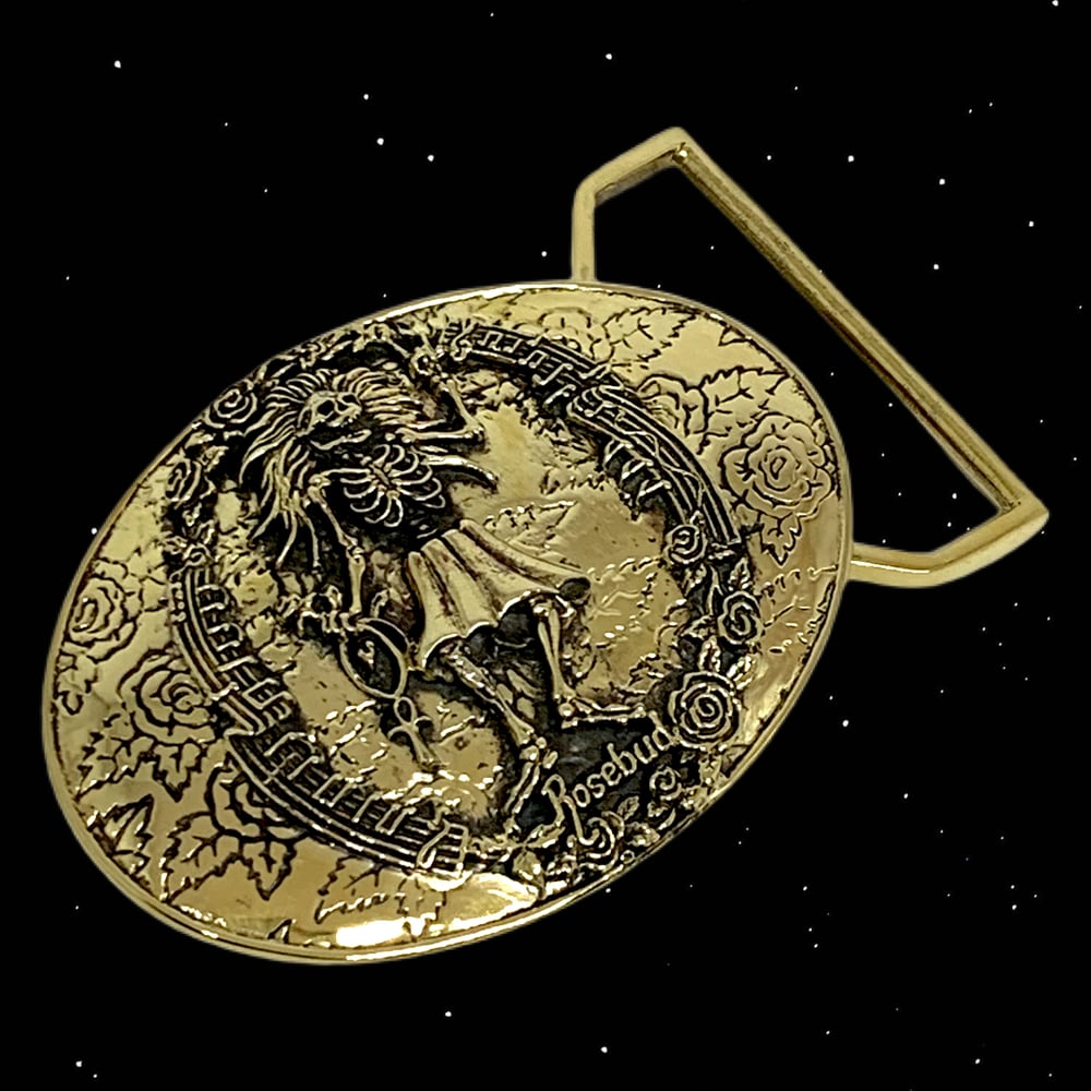 Image of Rosebud Buckle Cast in Yellow Brass 