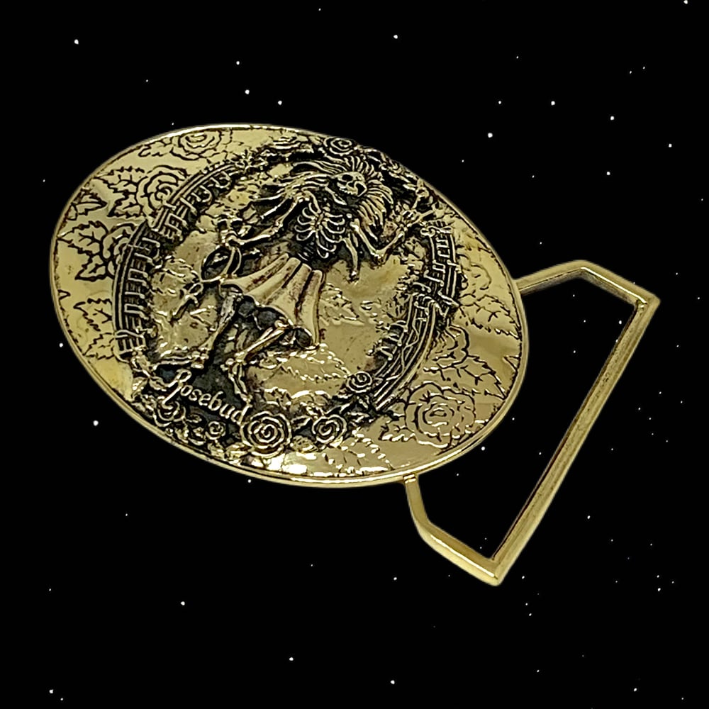 Image of Rosebud Buckle Cast in Yellow Brass 
