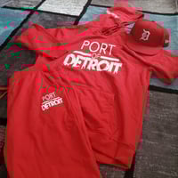 Image 3 of PORT OF DETROIT red hoodie and jogger set 