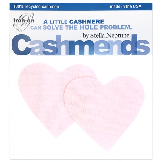 Image of Iron-On Cashmere Elbow Patches - Pale Pink Hearts