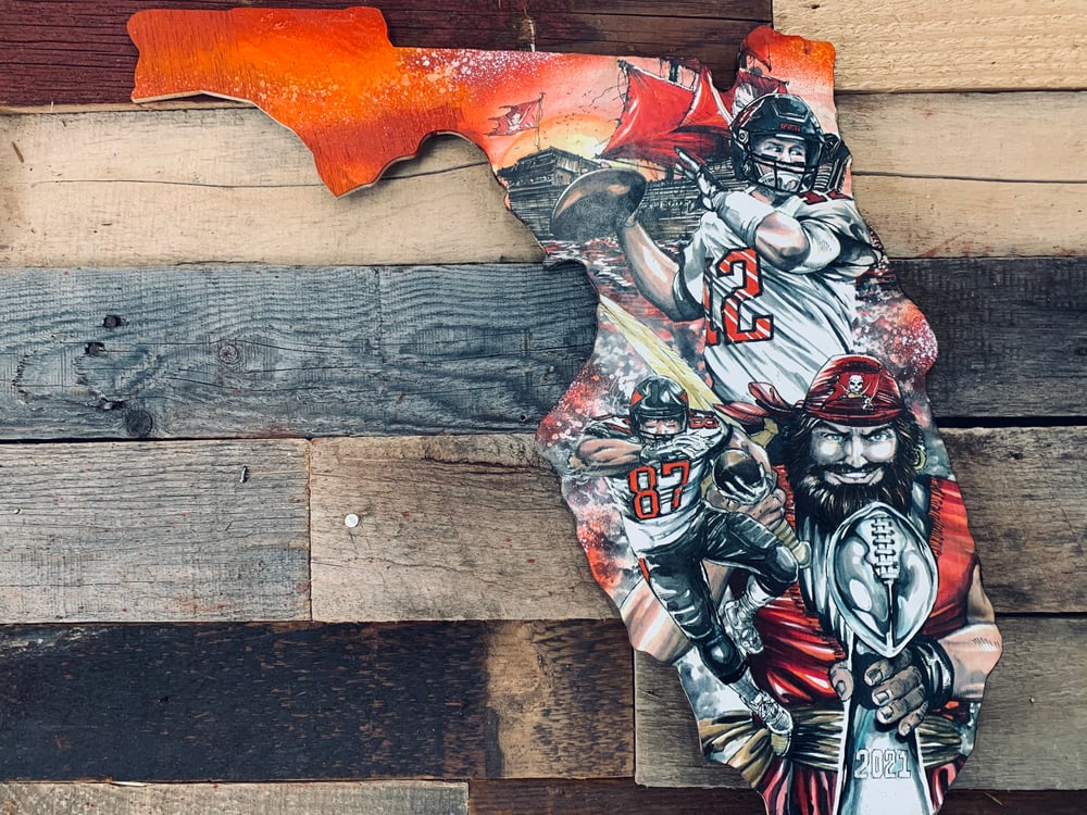 Image of “Champa Bay Bucs “Super Bowl 2021 ( 2nd cut) (Hand Painted Reproduction)