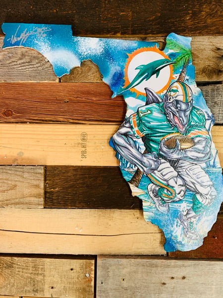 Image of “Miami’s South Beach Dolphins Dash”( Hand Painted Reproduction)