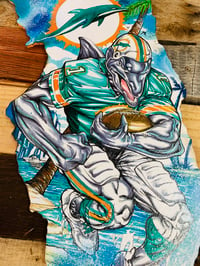 Image 2 of “Miami’s South Beach Dolphins Dash”( Hand Painted Reproduction)