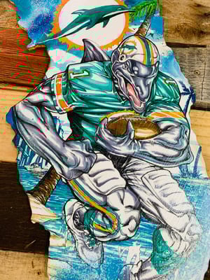 Image of “Miami’s South Beach Dolphins Dash”( Hand Painted Reproduction)