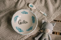 Image 1 of Set Infantil de Cuenco y Cuchara de cerámica personalizada