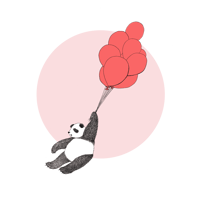 Panda loves balloons