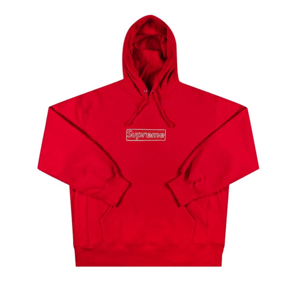 Image of Supreme x KAWS Chalk Logo Hooded Sweatshirt 'Red'
