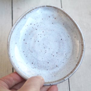 Image of Medium Size Spoon Rest in Blue White Glaze on Speckled Stoneware, Coffee Station Dish