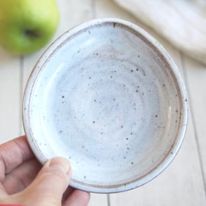 Image of Medium Size Spoon Rest in Blue White Glaze on Speckled Stoneware, Coffee Station Dish