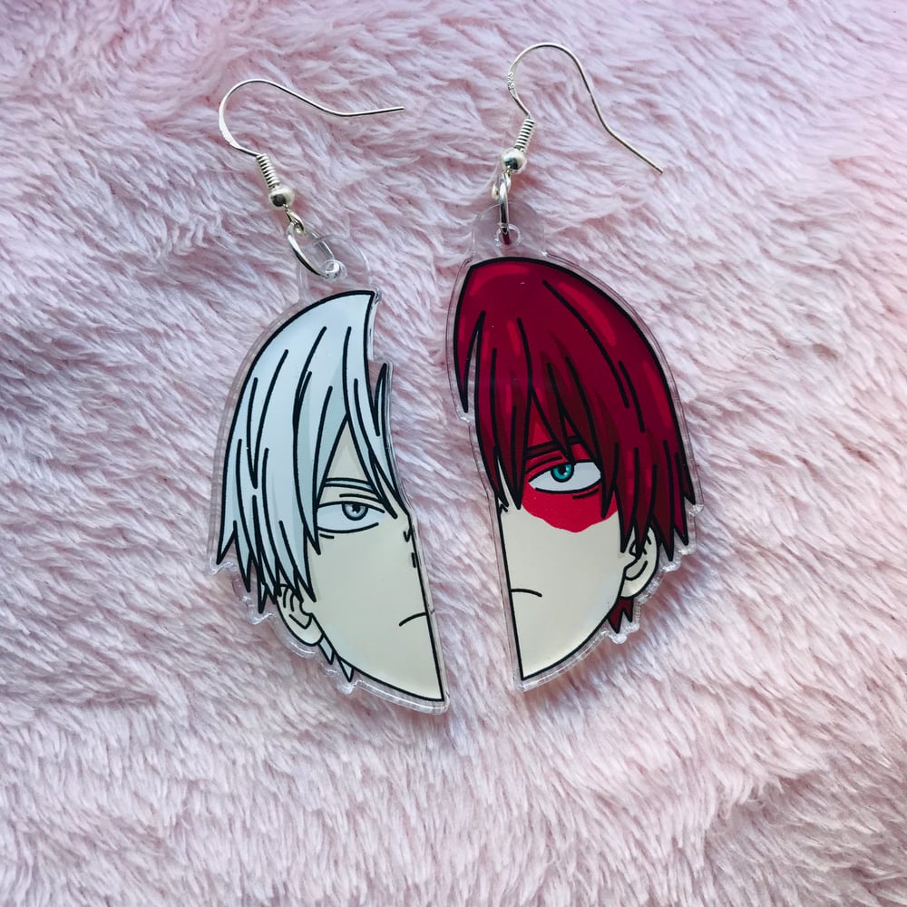 Image of Todoroki acrylic earrings ❄️🔥