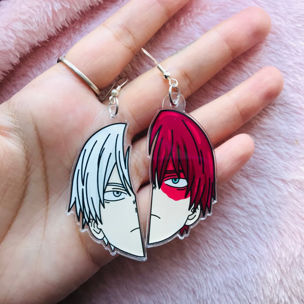 Image of Todoroki acrylic earrings ❄️🔥