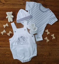 Image 1 of Baby 2 pcs Dungaree Set with Hat - Zebra
