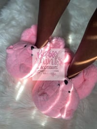 Pink teddy slippers 