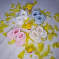 Image 1 of Acrylic Pom-Pom Baby Bootees 