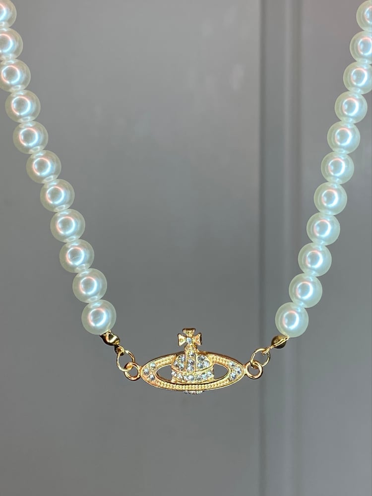Image of Gold Vivienne Westwood Pearl Necklace