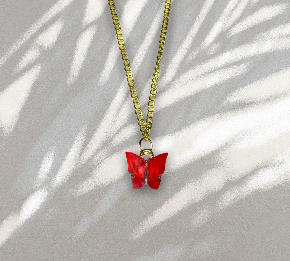 Image of Red Butterfly Necklace 