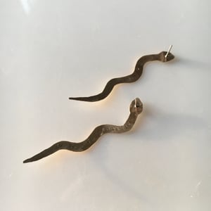 Image of brass serpent earring 