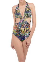 Image 2 of Cut out one piece swimsuit. Size L. “Good Vibes” (last one)