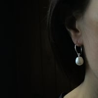 Image 2 of Pearl Hoop Earrings