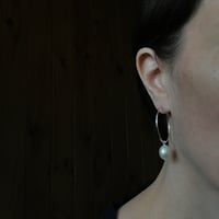 Image 2 of Large Hoop Pearl Earrings 