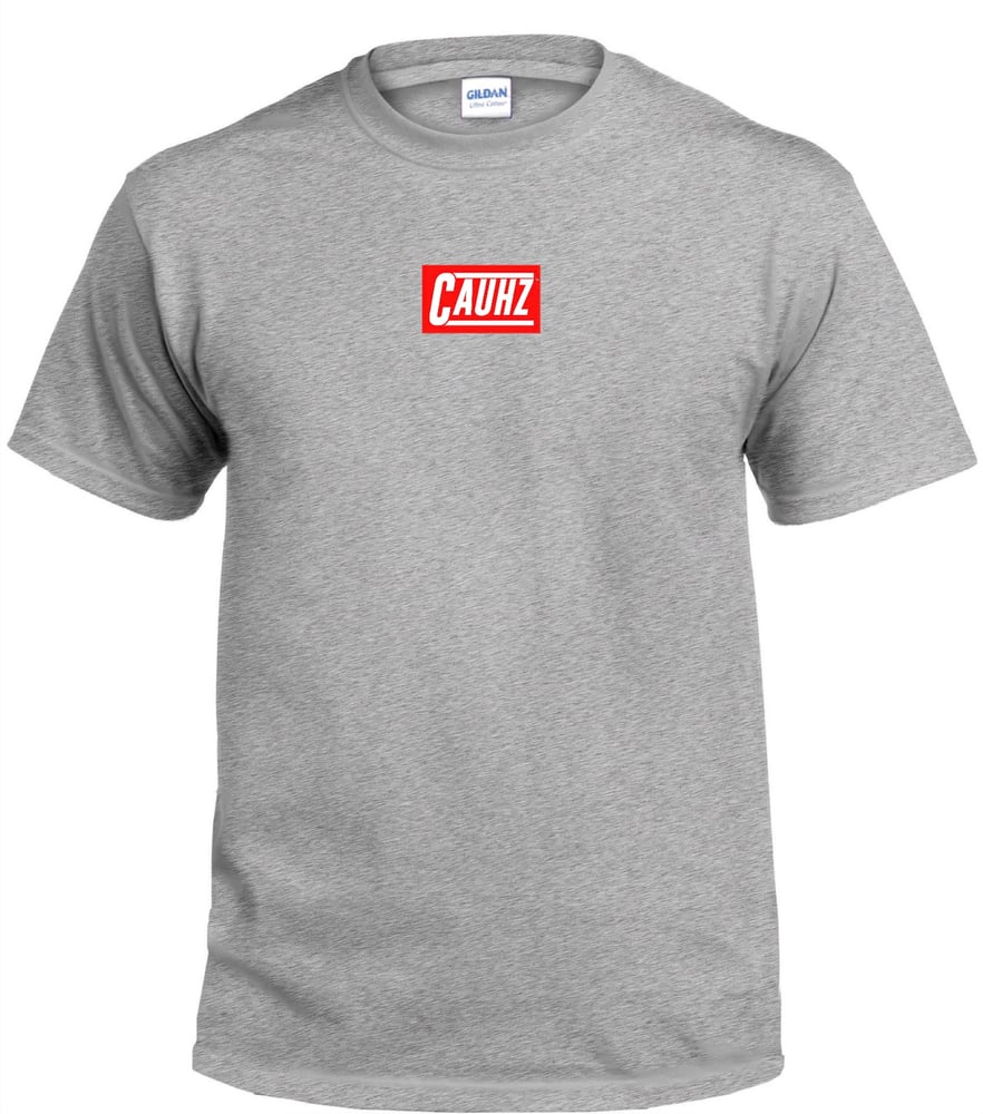 Image of Cauhz™️ OG Red Box Logo Heather Grey Tee