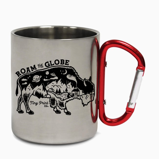 Roam The Globe Carabiner Steel Mug