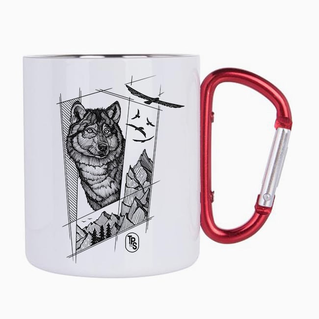 Mountain Wolf Carabiner Steel Mug