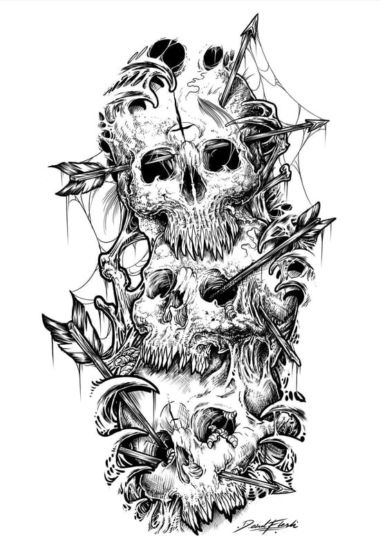 Image of Skull Stack A4 print 