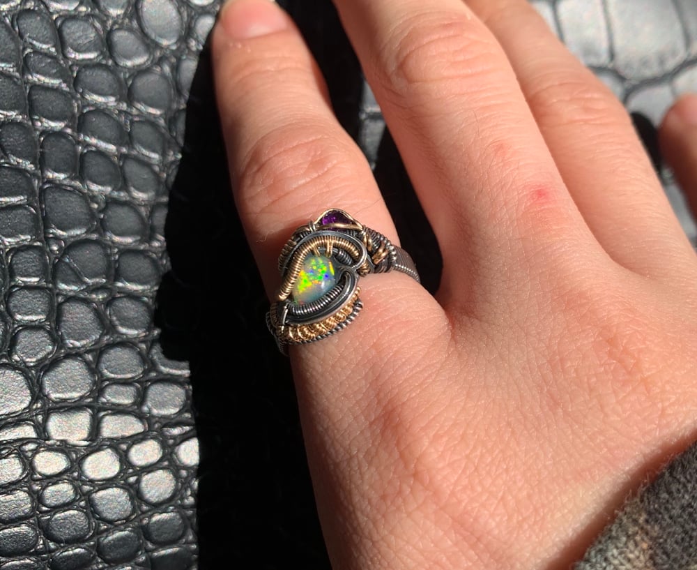 𖣐 SIZE 5 OPAL/ AMETHYST RING 𖣐