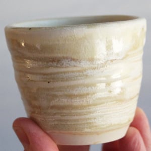 Image of Match Striker Cup, Beige Matte Glaze, Pottery Shot Glass, Handcrafted Stoneware Made in USA